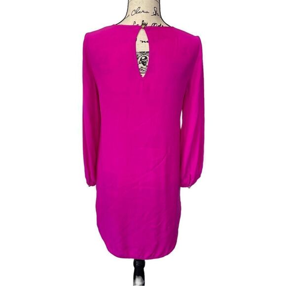 Amanda Uprichard Barbie Pink Silk Long Sleeve Sheath Mini Cocktail Dress, Small - Picture 3 of 12
